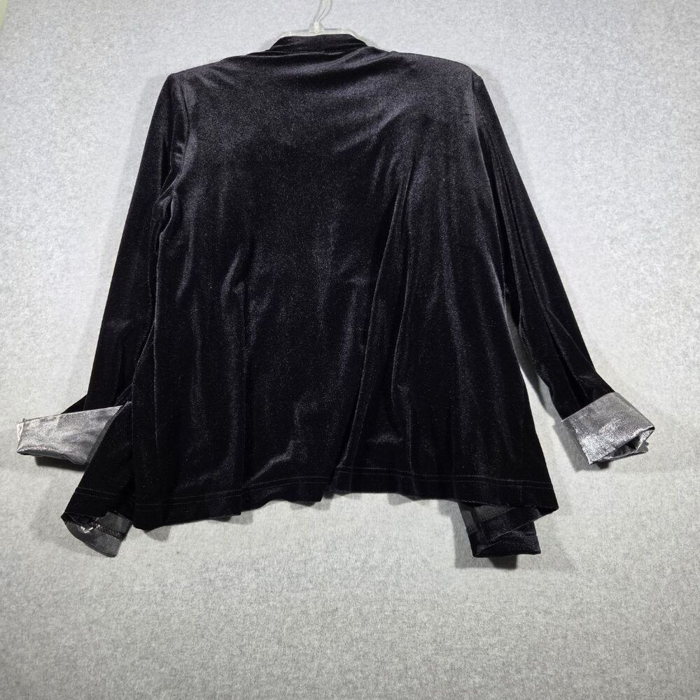 Dressbarn Woman 18 Black Velvet Silver 2fer Twinset Jacket Top Necklace Formal - Picture 2 of 7